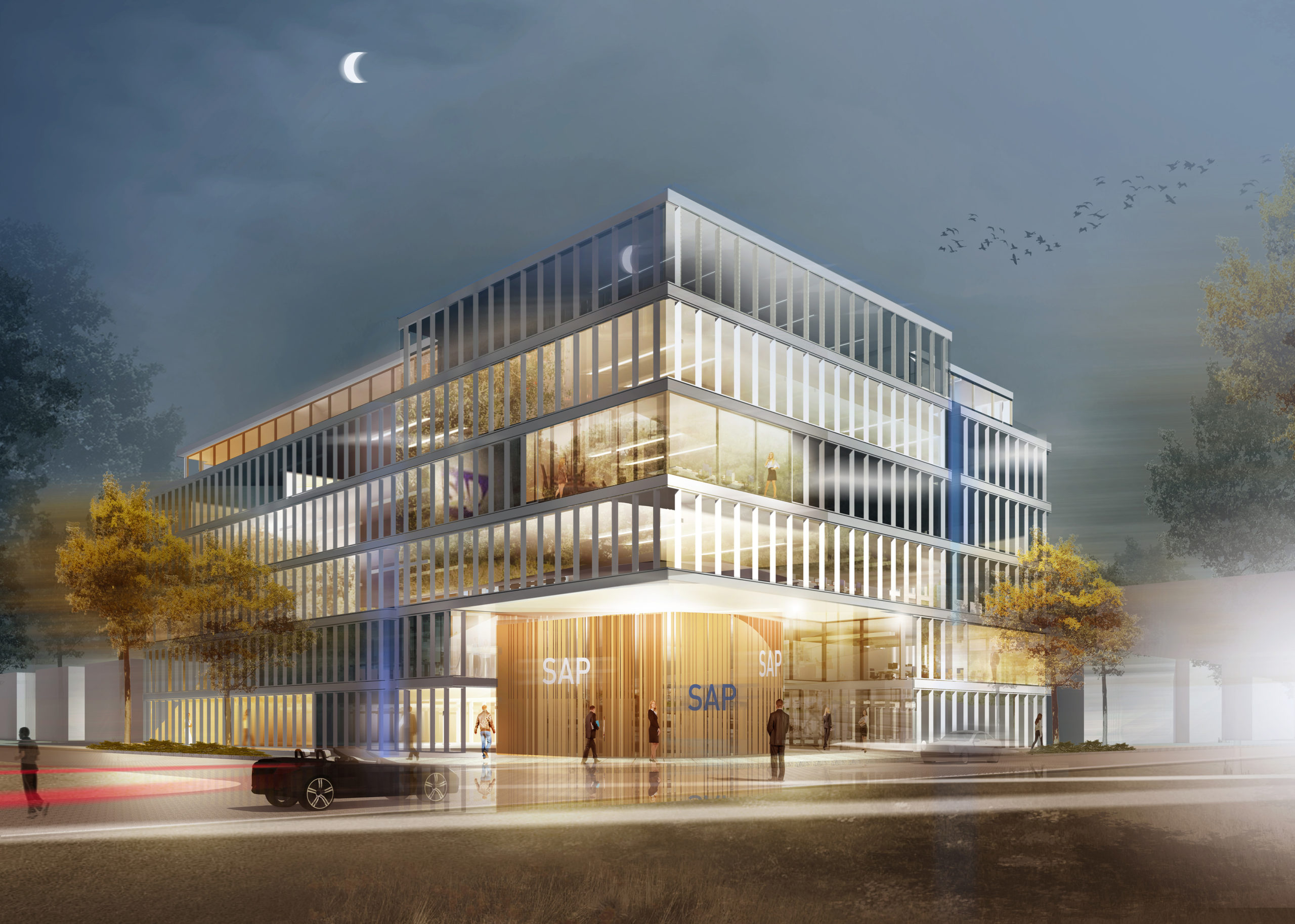 Perspektive Wettbewerb Firmenzentrale SAP in Walldorf von Bitsch+Bienstein Architekten