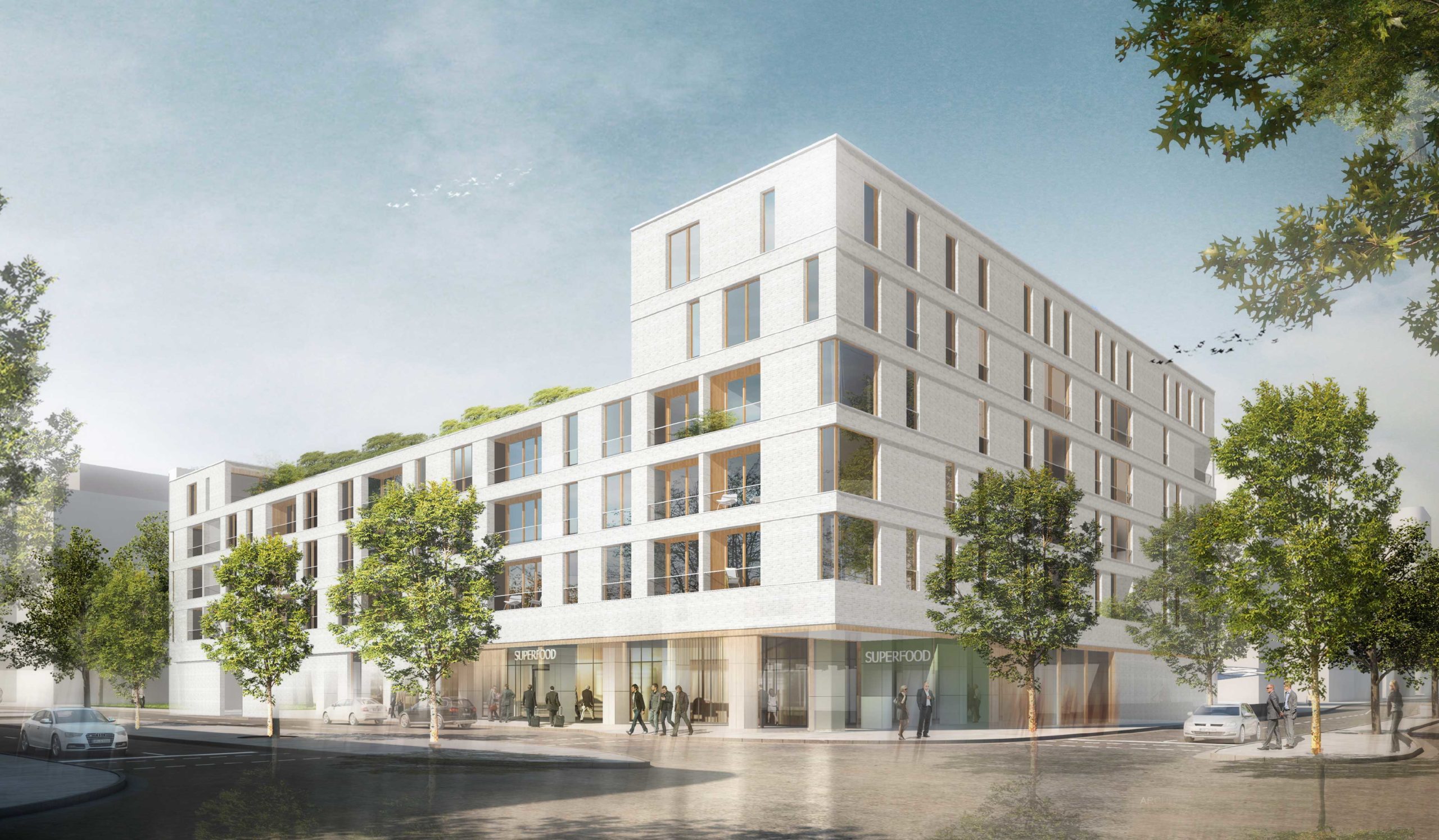 Perspektive Wettbewerb Wohnen über Einzelhandel in Karlsruhe von Bitsch+Bienstein Architekten in Wiesbaden