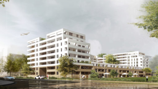 Perspektive Wettbewerb Wohnungsbau Hahnstraße im Lyoner Quartier in Frankfurt am Main von Bitsch+Bienstein Architekten
