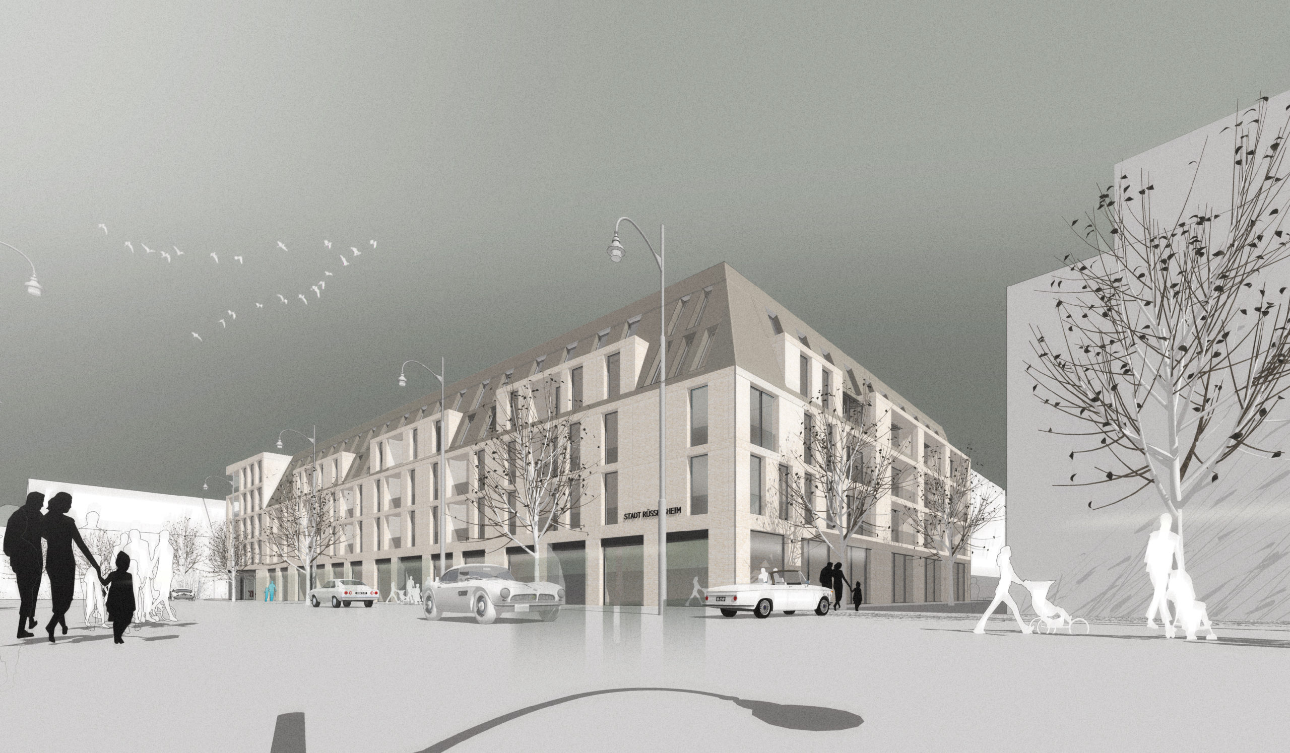Perspektive Wettbewerb Karstadt-Areal in Rüsselsheim von Bitsch+Bienstein Architekten