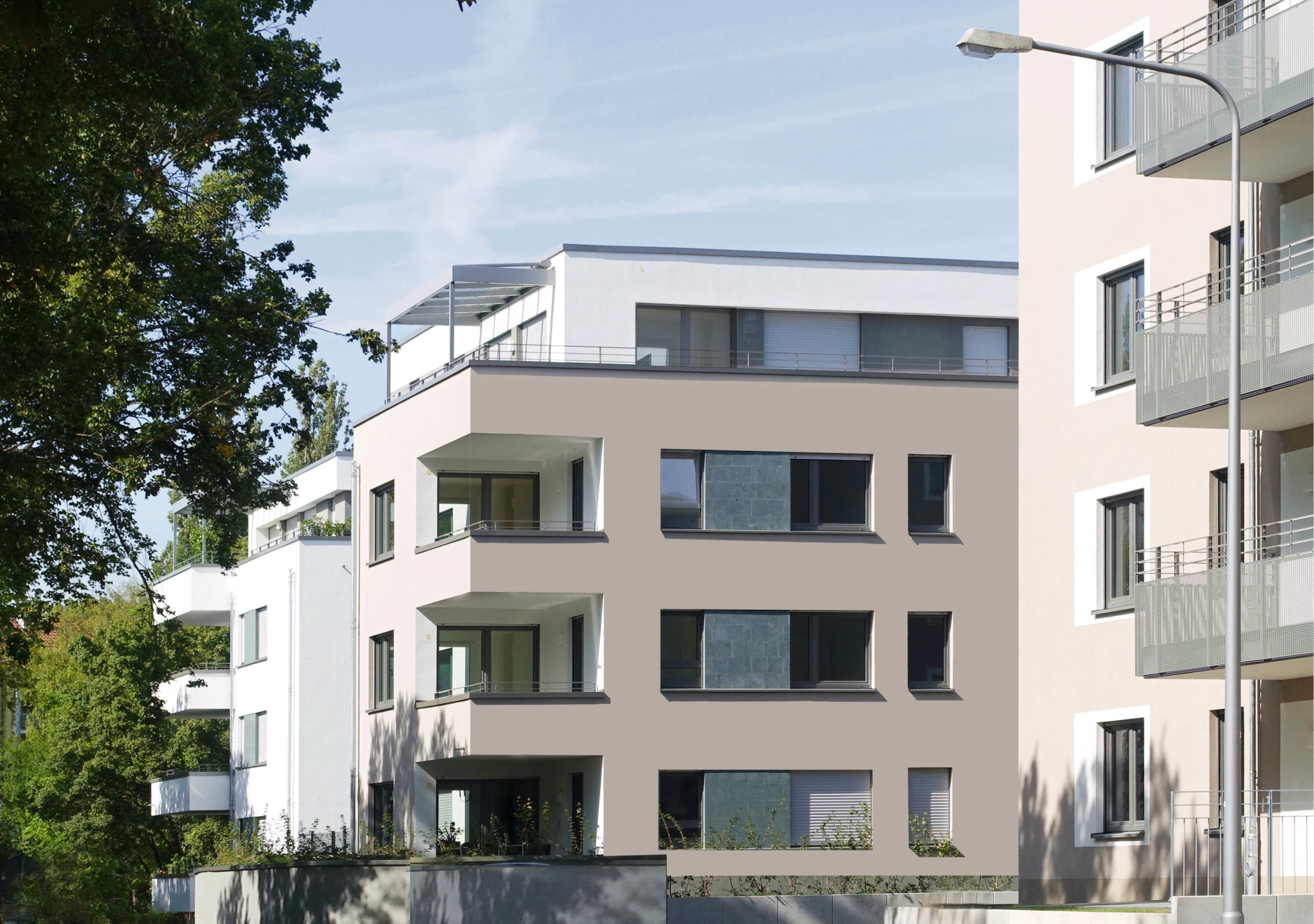 Außenaufnahme Projekt Wohnungsbau Quartier B im Weidenborn in Wiesbaden von Bitsch+Bienstein Architekten in Wiesbaden